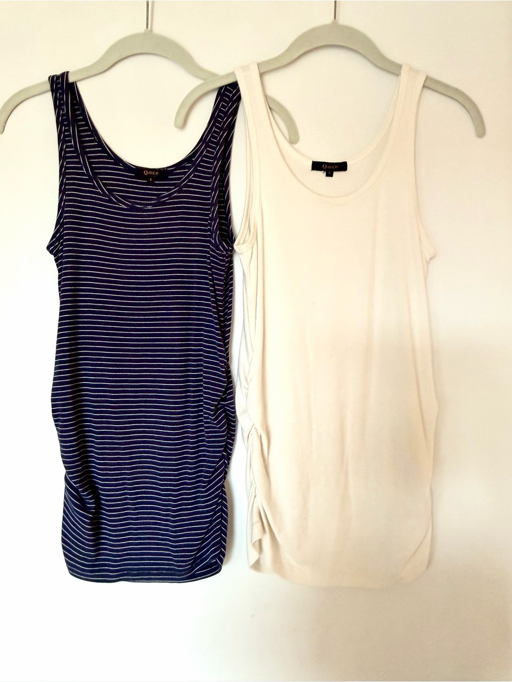 Quince Women’s Maternity Navy Stripe & White Scoop Tank Tops - Two-Pack Small
